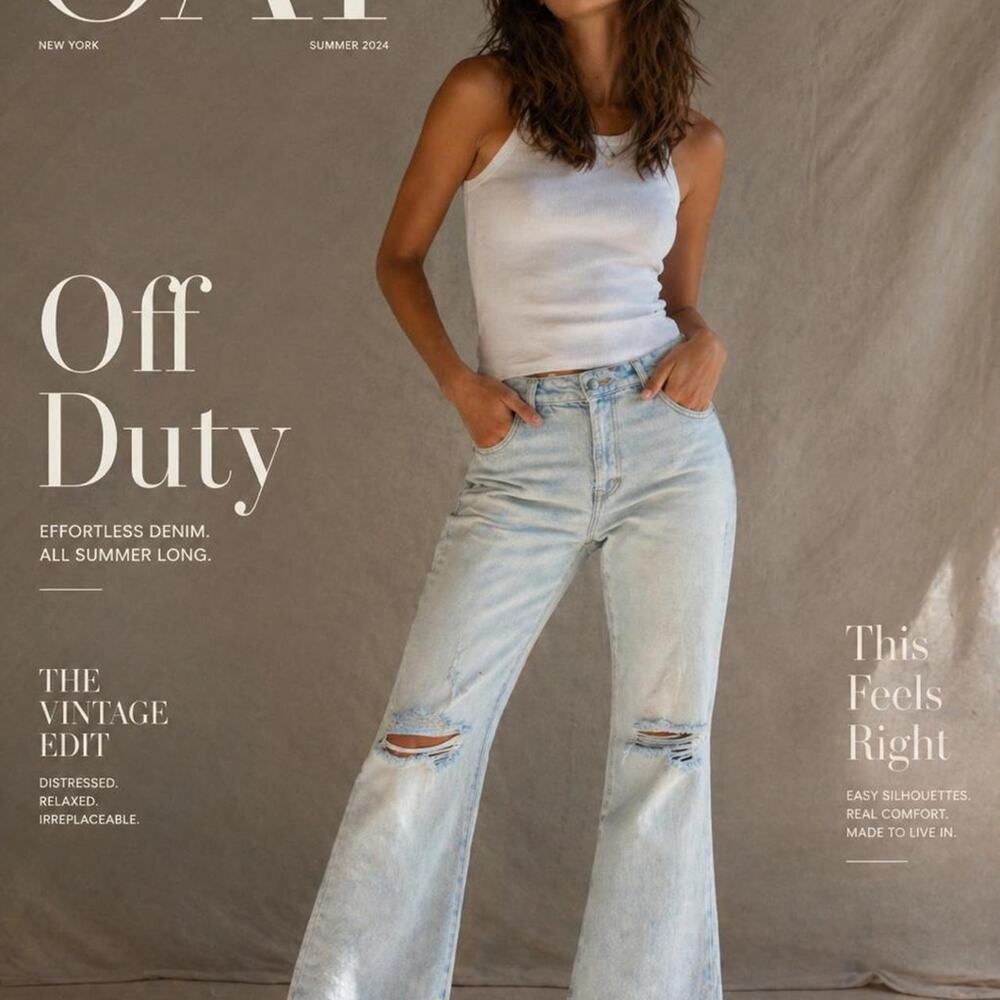 OAT New York Distressed Light Wash Flare Jeans Sz 29 Y2K Boho Vintage‎